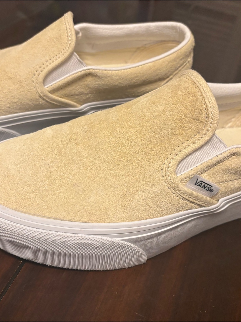 Vans Slip-On Suede Loafers in Pale Yellow